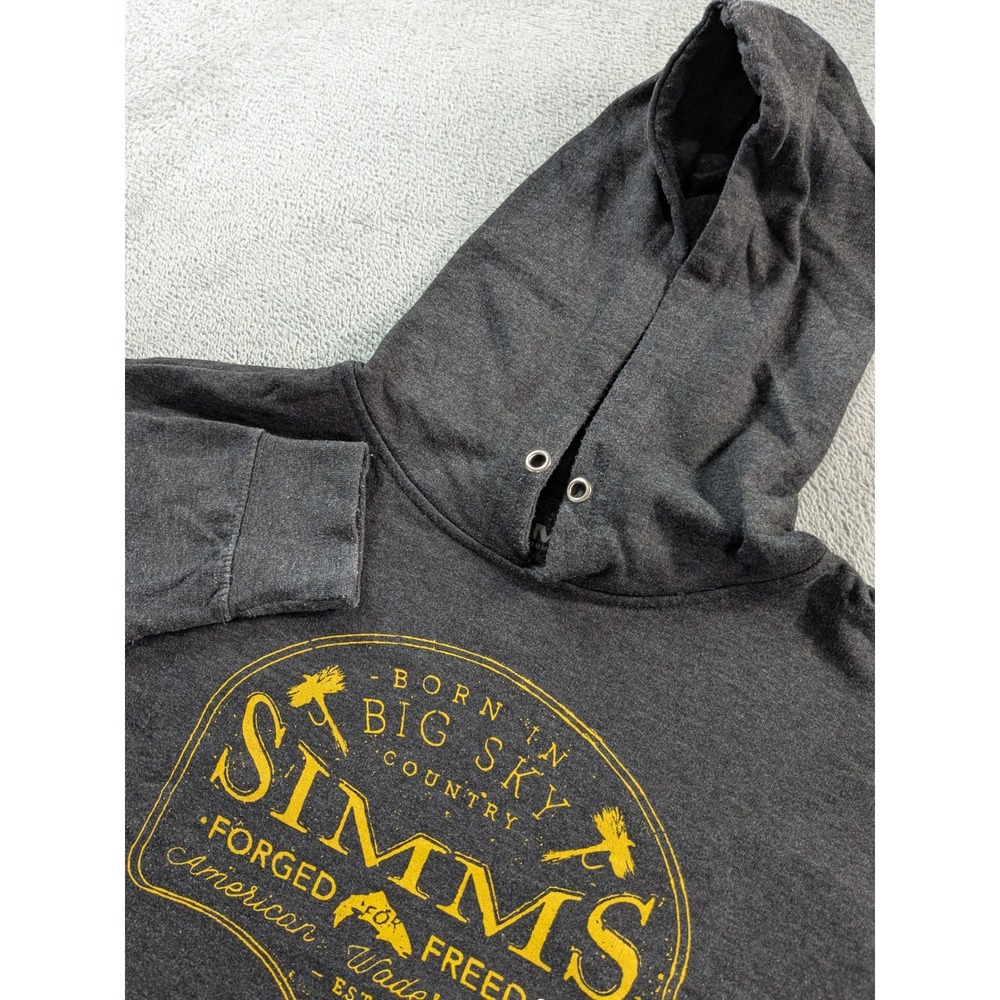 Simms Fishing Products Mens Medium Gray Hoodie Big Sky Country Graphic Pullover